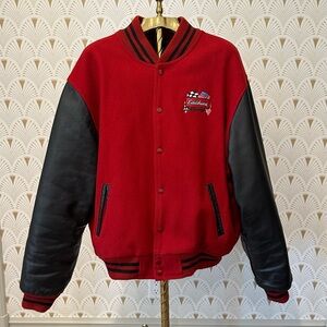 Edelbrock Racing Bomber Letterman Varsity Wool and Leather Jacket, Size XL